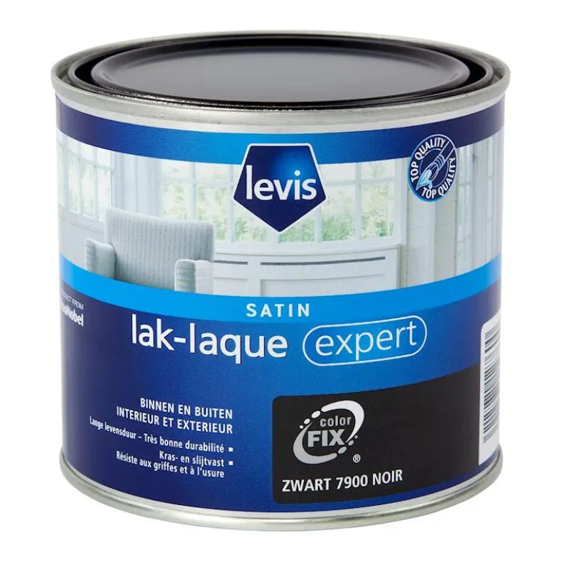 Lak expert satin zwart 0,5 L
