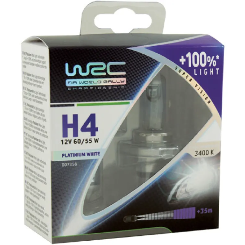 Lamp H4 Platinium white +100% - 2 stuks