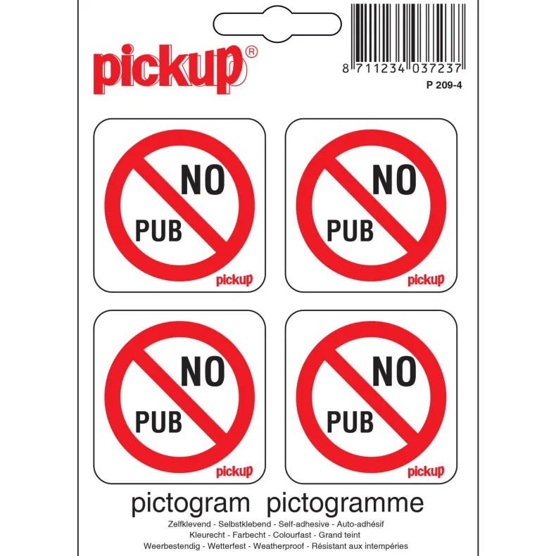 Pictogram no pub 10 x 10 cm