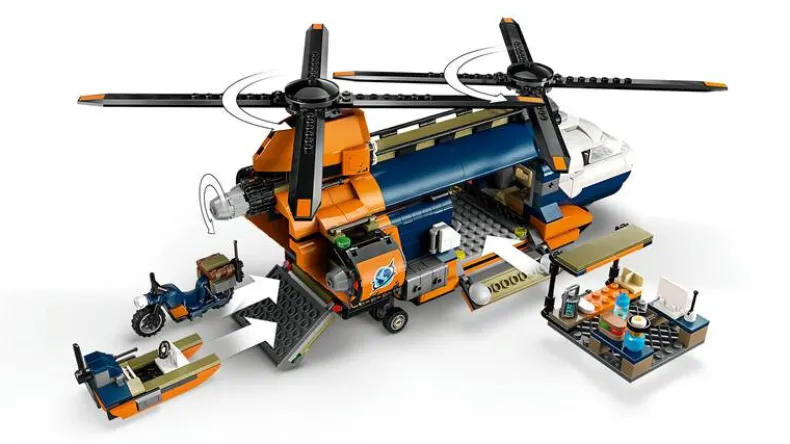 LEGO City 60437 Jungleonderzoekers: helikopter bij de basis