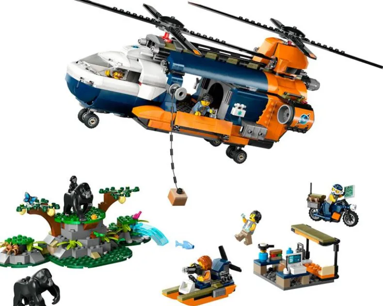 LEGO City 60437 Jungleonderzoekers: helikopter bij de basis