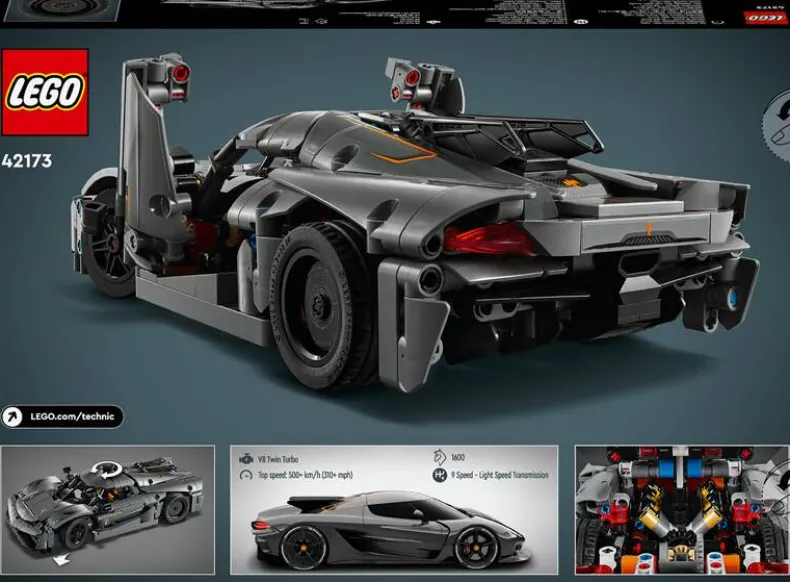 LEGO Technic 42173 Koenigsegg Jesko Absolut grijze hypercar