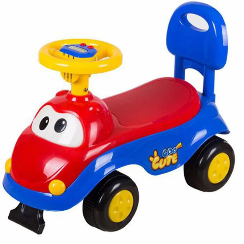 Loopauto blauw-rood met geluid