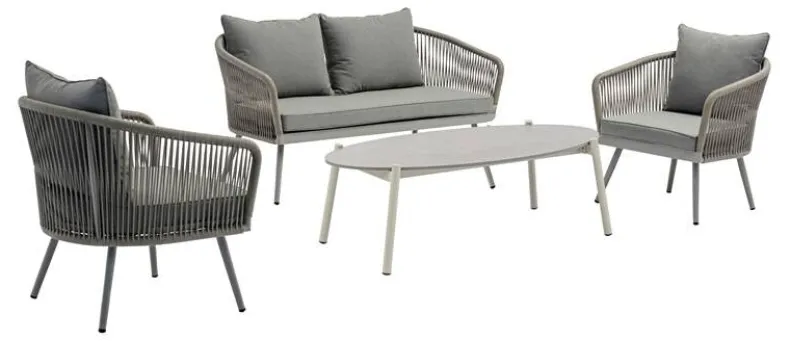Loungeset Rope Jaimie - Aluminium - Taupe