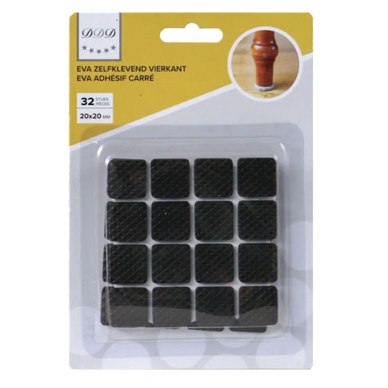 Eva zelfklevend vierkant zwart 20x20 mm - 32 stuks