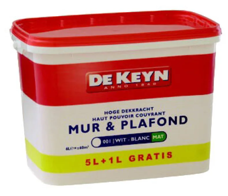 Mur & plafond mat wit promo 5 + 1 L GRATIS