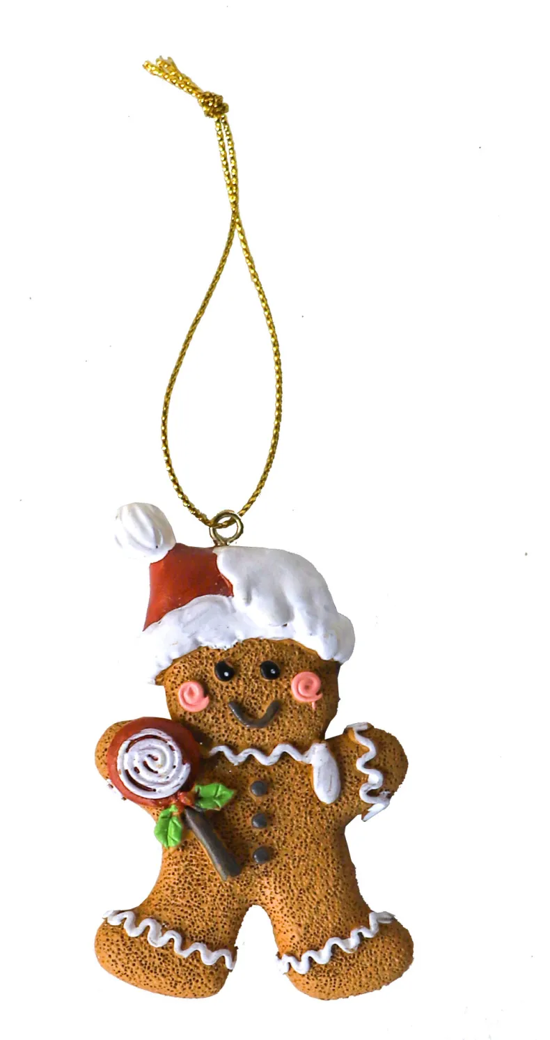 Kersthanger peperkoek mannetje met lolly 9,5cm