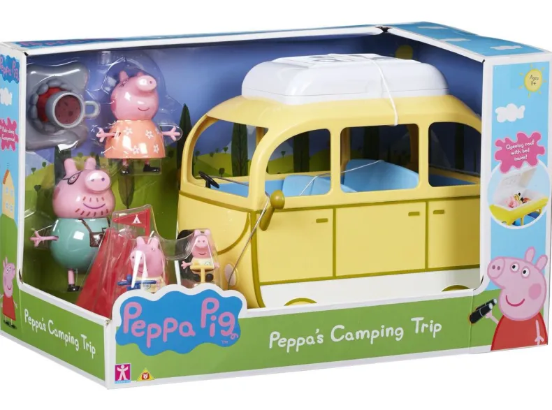 Peppa Pig camping car met tent en 4 figuren