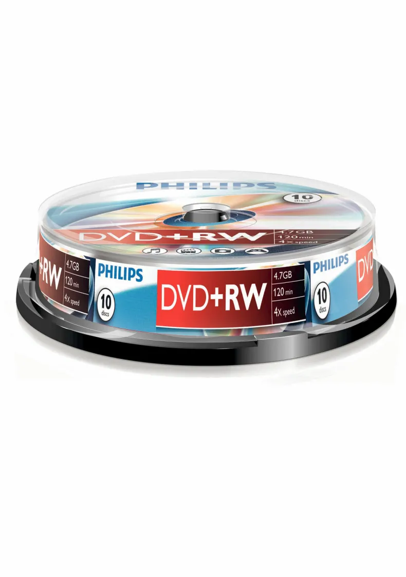 Philips DVD+RW 4,7 GB 4x spindle 10 stuks
