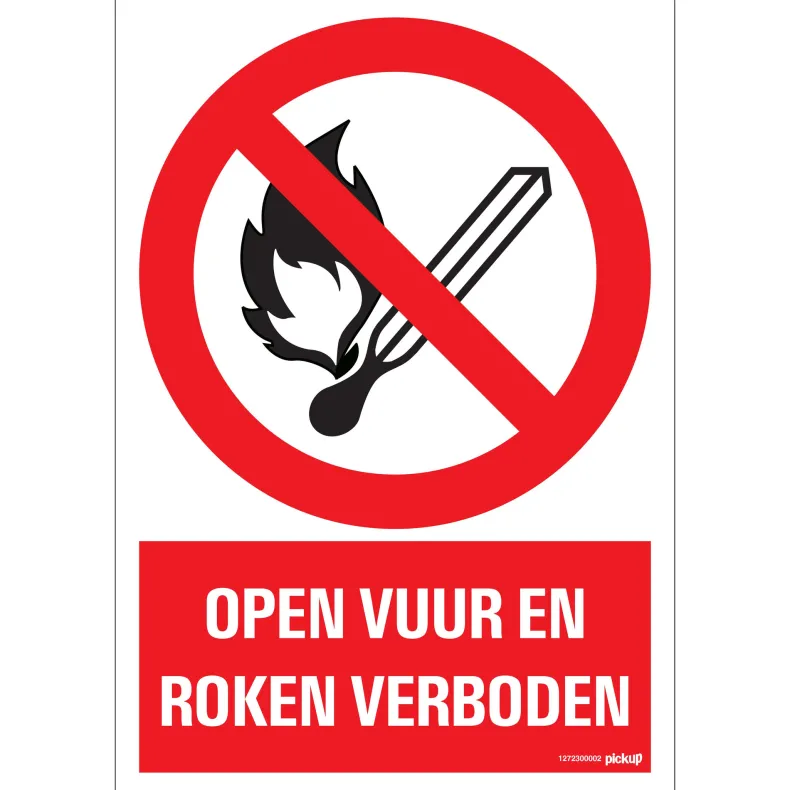 Pictogram open vuur en roken verboden 23 x 33 cm