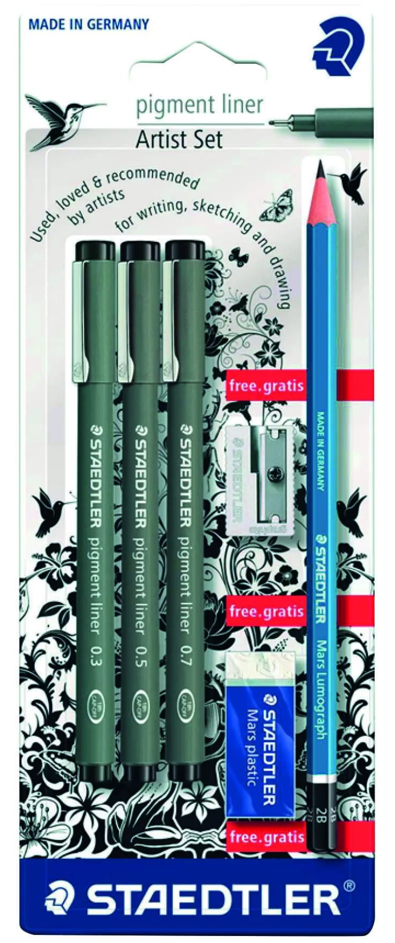 Pigmentliner+ potlood, gom en slijper