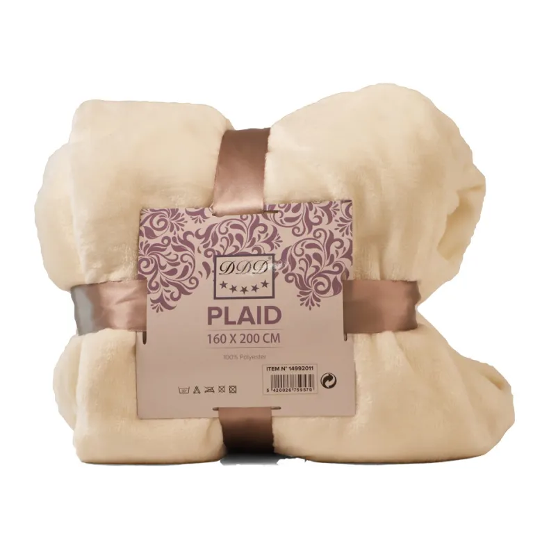 Plaid flannel crème 160x200 cm