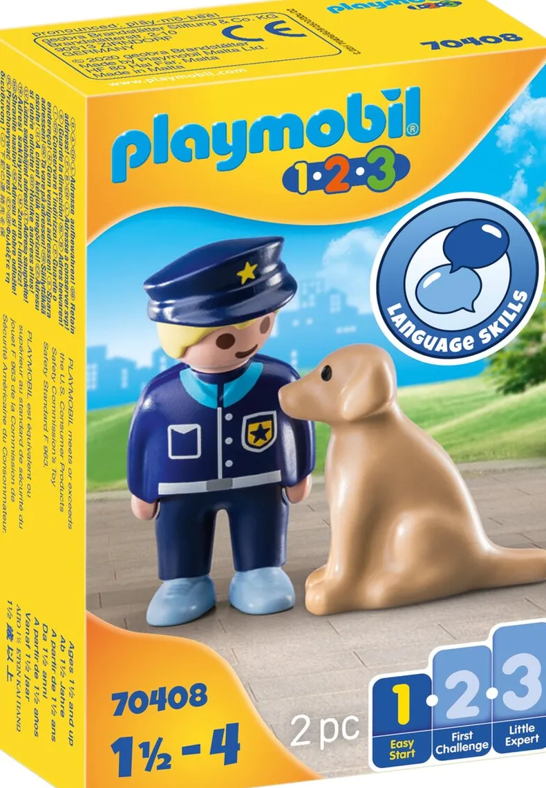 Playmobil 1.2.3  Politieman Met Hond - 70408