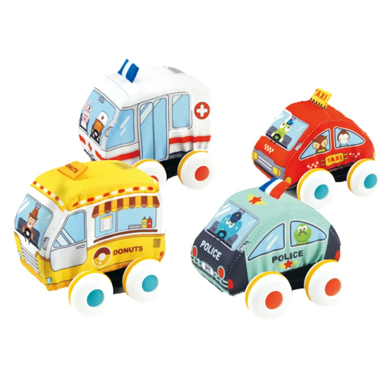 Pluche auto - 4 stuks