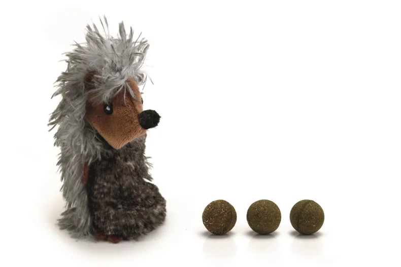 Pluche kattenspeeltje egel met bal 11,5 cm