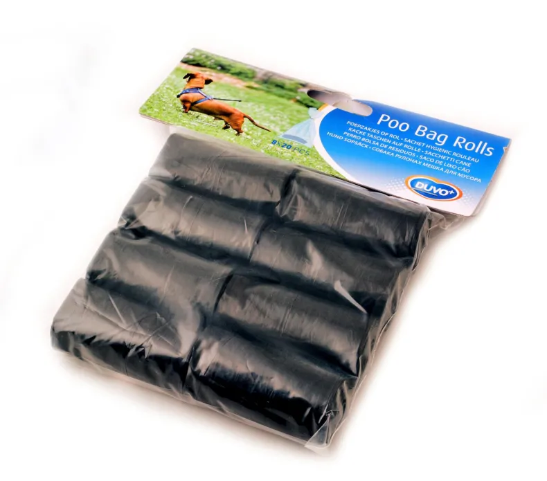 Poepzakjes rol zwart 8 x 20 stuks