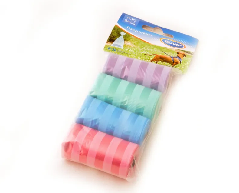 Poepzakjes streep pastel 4 x 20 stuks