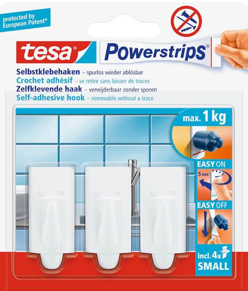 Powerstrips zelfklevende rechthoekige haak wit
