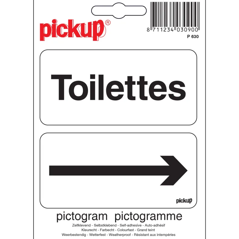 Pictogram toiletten met pijl 10 x 10 cm