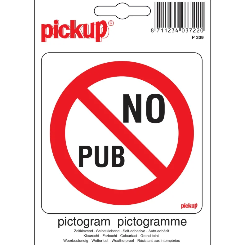 Pictogram no pub 10 x 10 cm