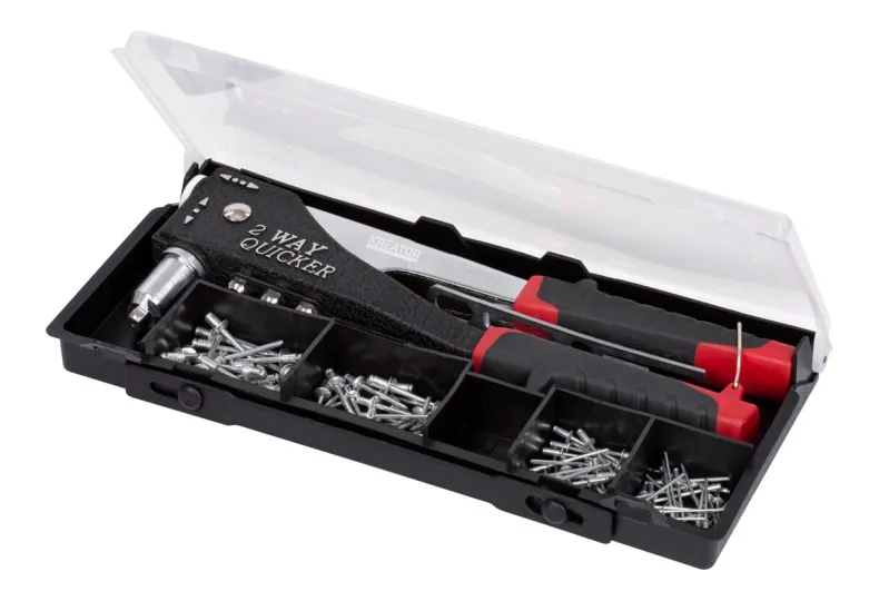 Riveteertang tweewegs met 120 rivetten