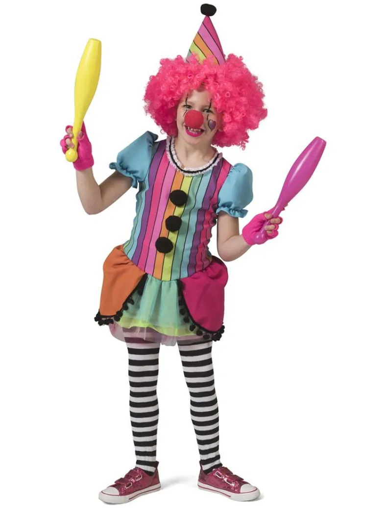 Kinderkostuum Rainbow Clown Meisje - Maat 104