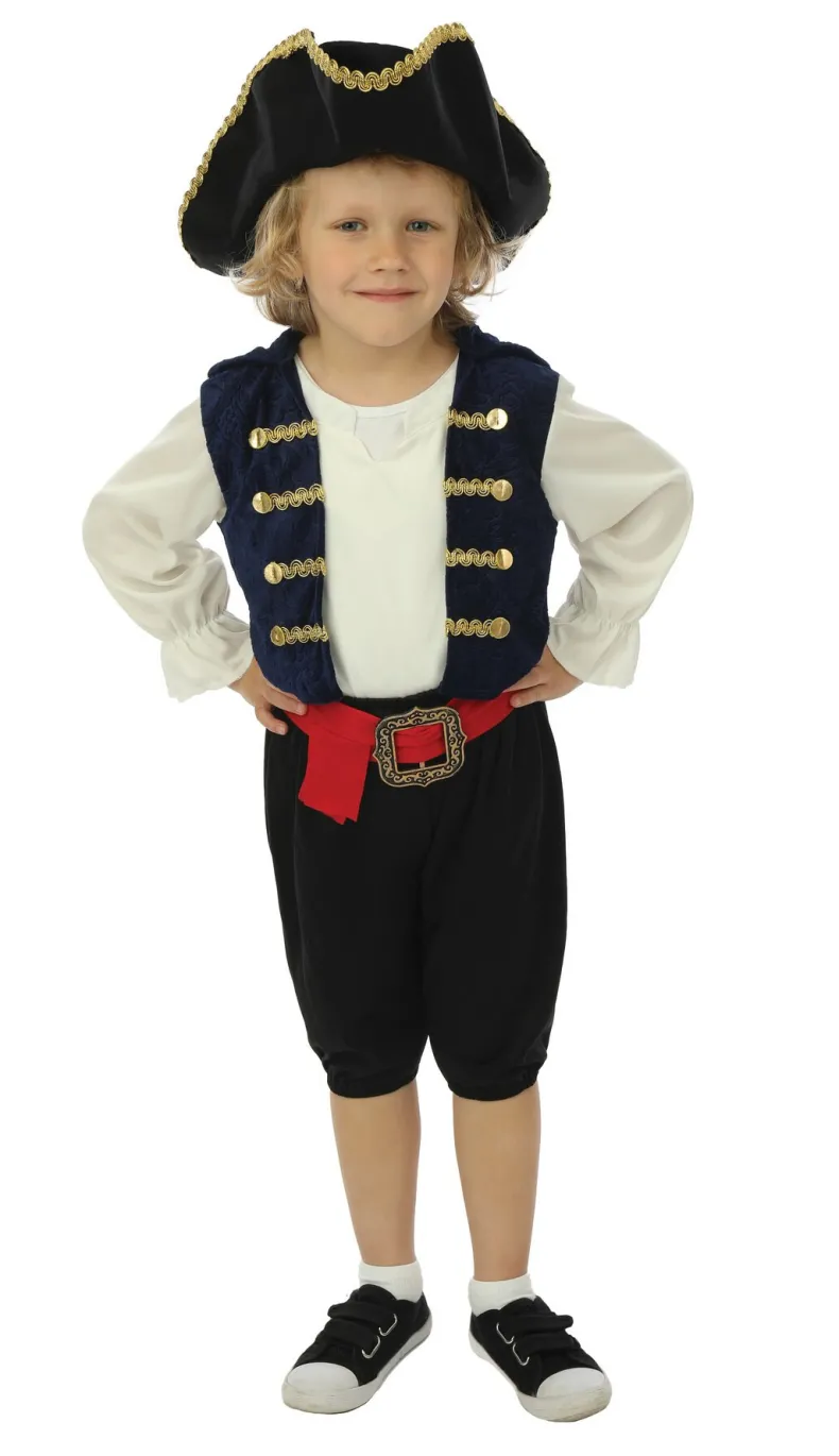 Kinderkostuum piraat met hoed jongen- 3 delig - Blauw - 5-6 jaar