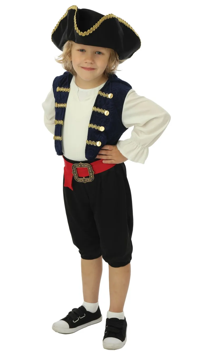 Kinderkostuum piraat met hoed jongen- 3 delig - Blauw - 5-6 jaar