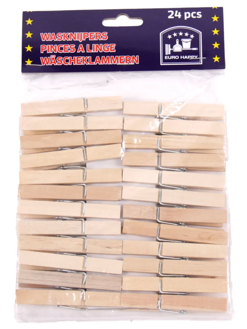 Set 24 houten wasknijpers