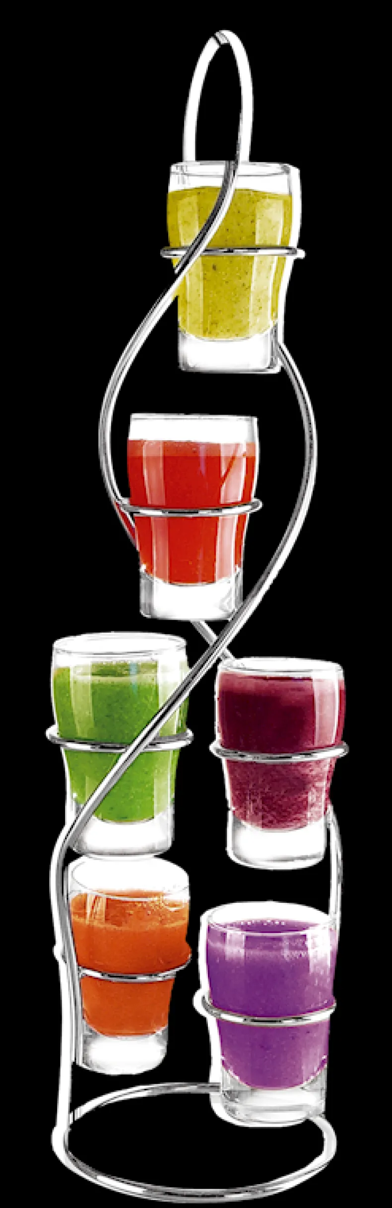 Set of 6 appetizer glasses with stand