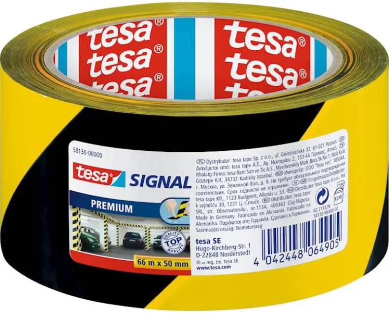 Signalisatietape 66 m x 60 mm geel-zwart