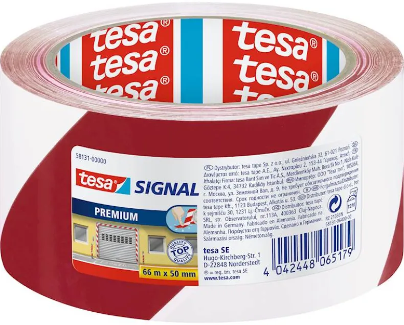 Signalisatietape 66 m x 60 mm rood-wit