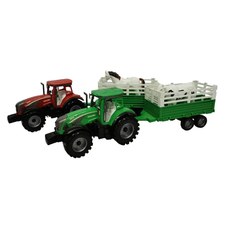 Speelgoedtractor met Dierentrailer - Inclusief Boerderijdieren - 2ass