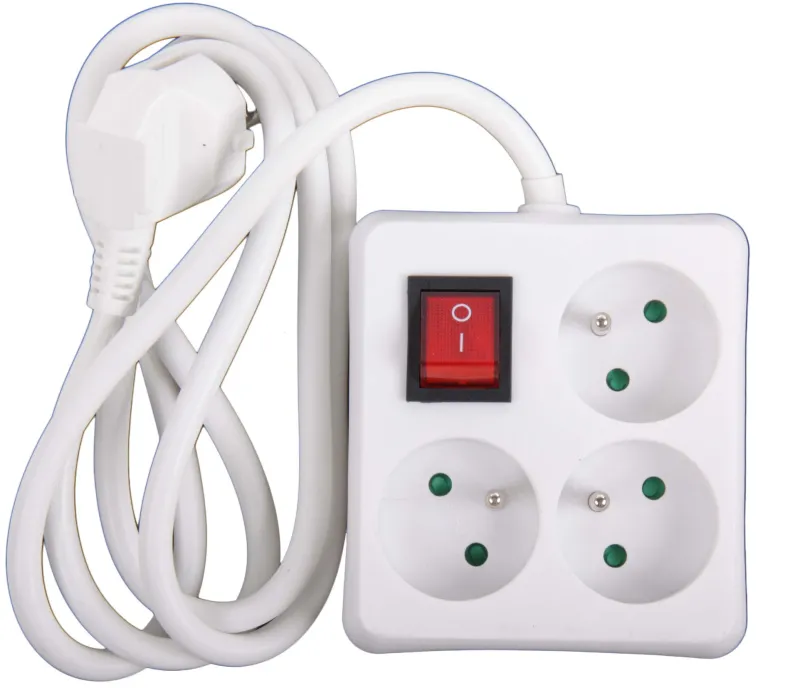 Stekkerblok vierkant met schakelaar en kabel wit 1,5 m