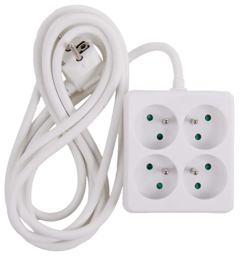 Stekkerblok vierkant met kabel wit 3 m