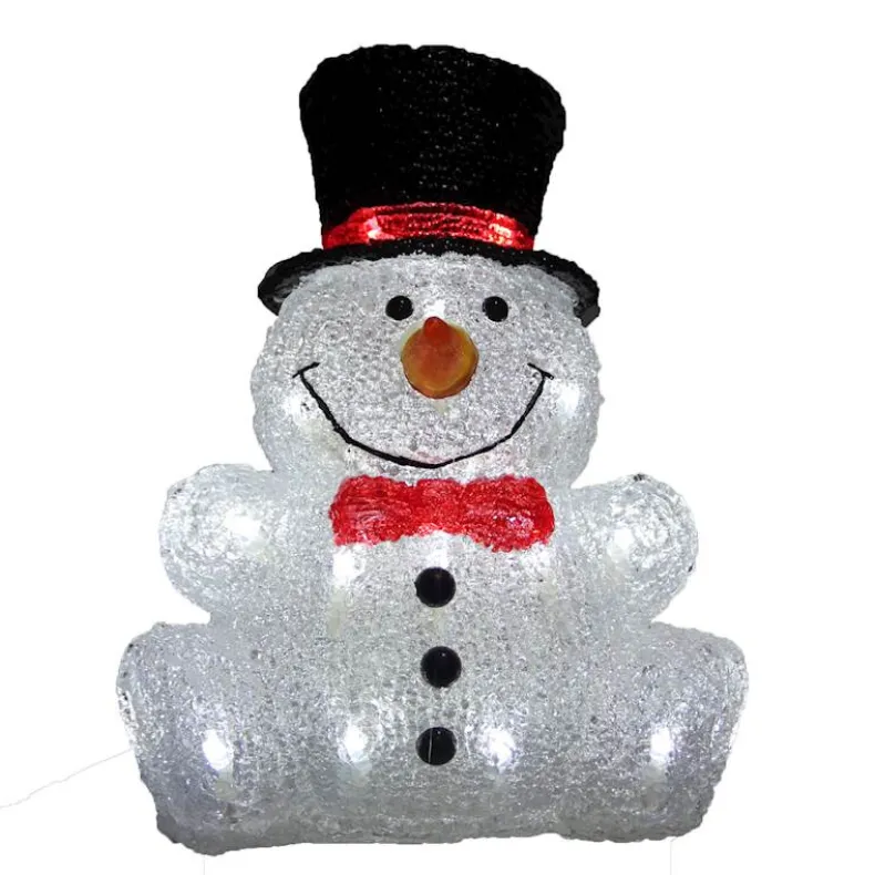 Sneeuwman zittend wit LED 24x18,5x31 cm