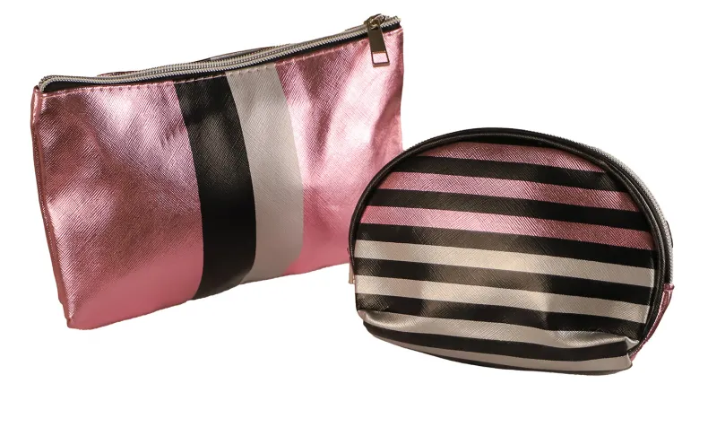 Toilettas + Mini roze met strepen