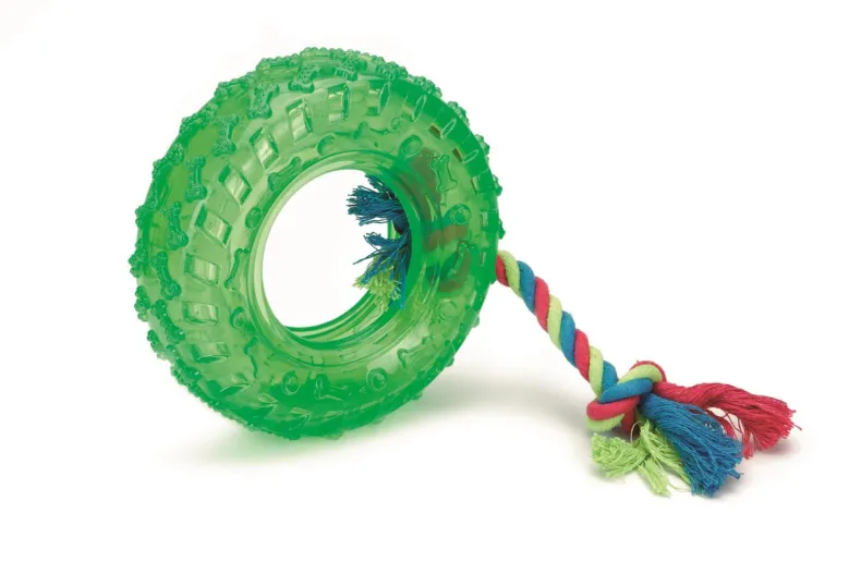 Tpr autowiel aan koord groen 15 cm