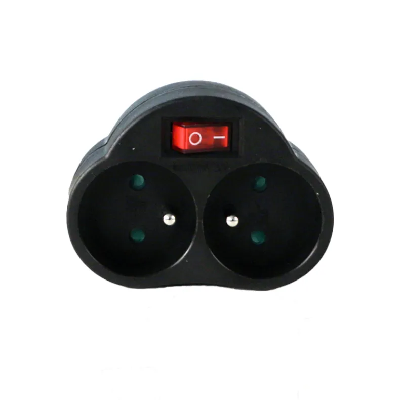 Tweewegstekker met schakelaar zwart 2 x 16 A