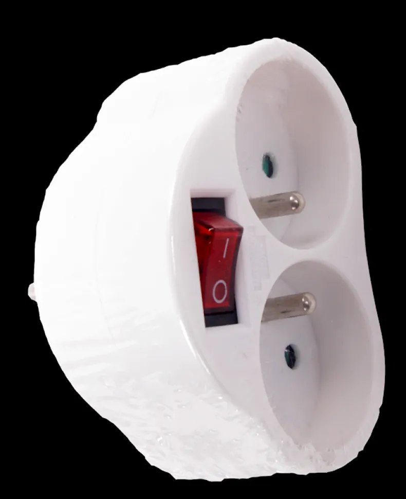 Tweewegstekker met schakelaar wit 2 x 16 A