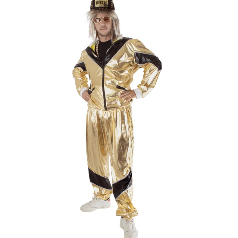 Trainingspak 80ies Sporty Simon Heren - goud/zwart - Maat 48/50