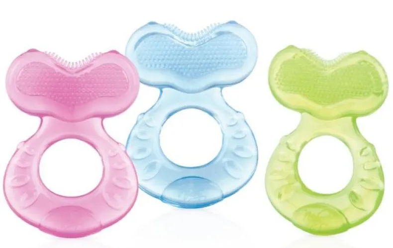 Visvormige silicone bijtring met borsteltjes - 3m+