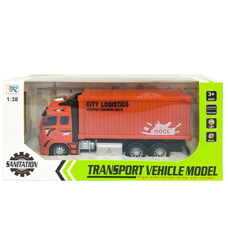 Vrachtwagen oranje met licht en geluid