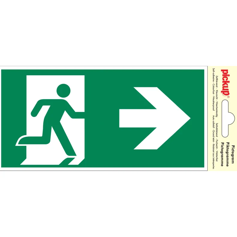 Pictogram nooduitgang rechts 10 x 20 cm