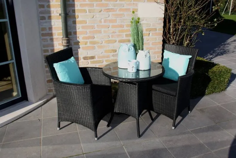 Wicker Bistroset Praag - zwart