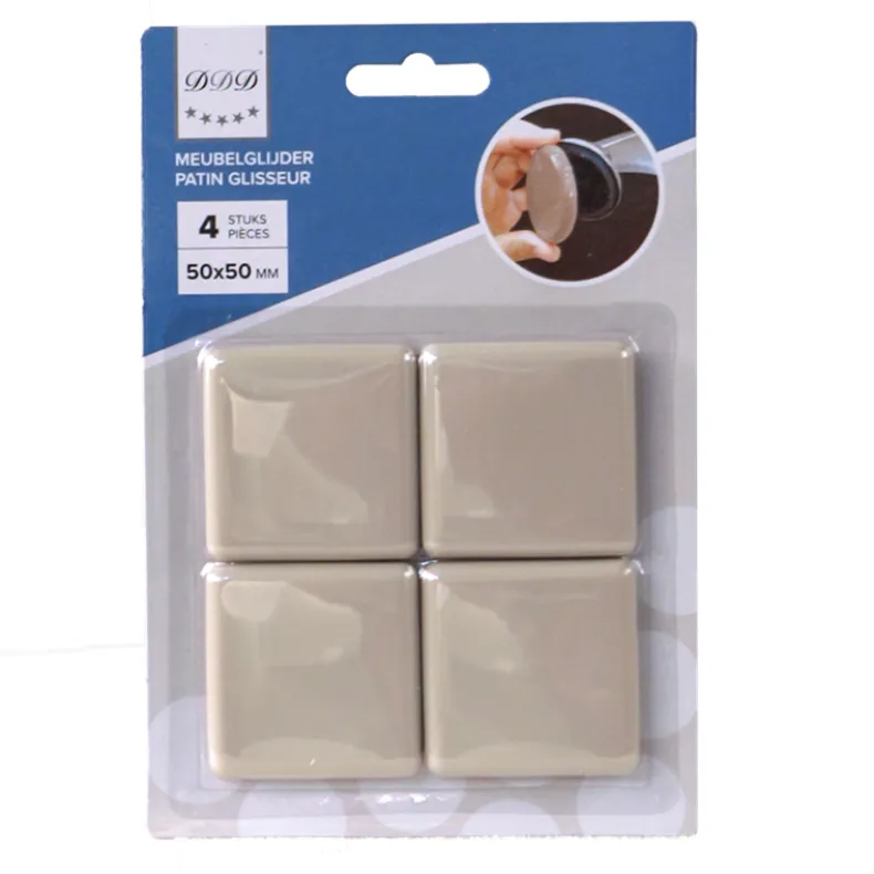 Meubelglijder vierkant 50x50 mm beige 4 stuks