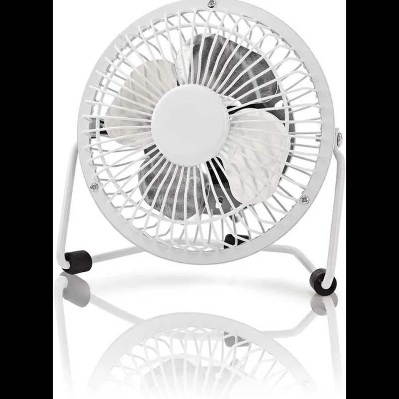 Metalen mini ventilator USB wit 10 cm diameter