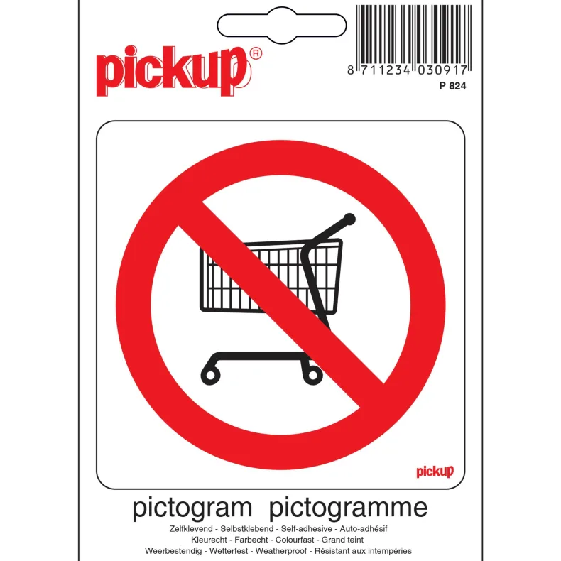 Pictogram verbod winkelwagen 10 x 10 cm